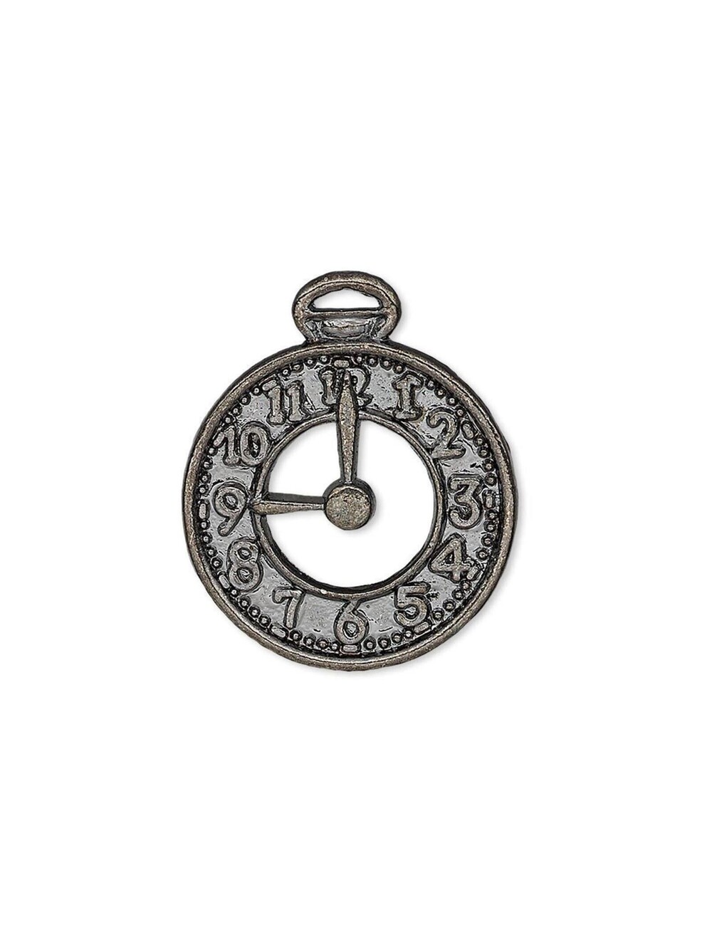 10 Gunmetal Black Pewter 25x21mm Flat Pocket Watch Clock Face Charms Pendants